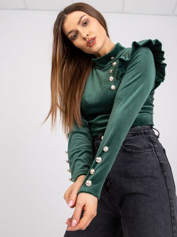 Tmavě zelená sametová halenka CAPRIELLA