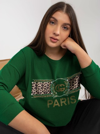 Tmavě zelená plus size mikina PARISARA