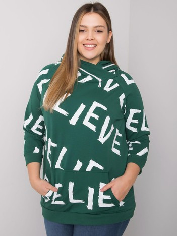 Tmavě zelená vzorovaná plus-size mikina Perth – JENESSA