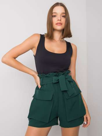 Tmavě zelené elegantní kraťasy s kapsami DESTINEE