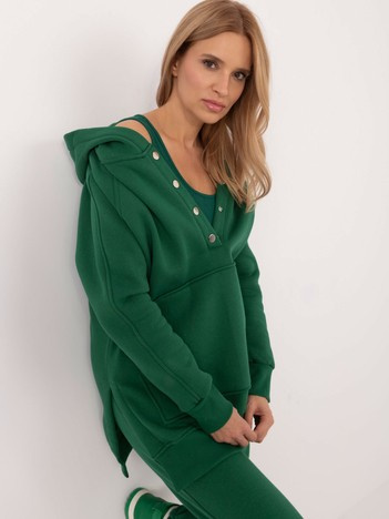 Tmavě zelený basic komplet s mikinou s kapucí – AERIELLE