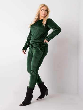 Tmavě zelený velurový komplet Jeanne Plus size – DALANA
