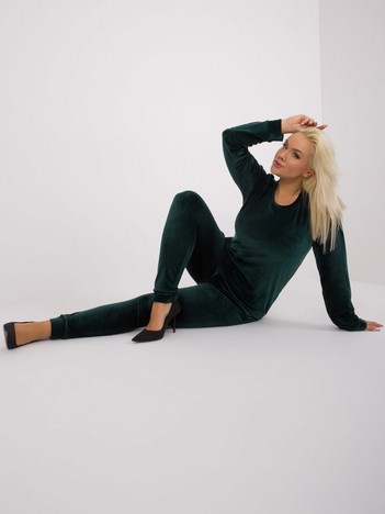 Tmavě zelený viskózový velurový komplet Jeanne Plus size – DALANA