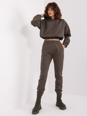 Tmavě khaki plus size dvoudílný komplet – AKELIA