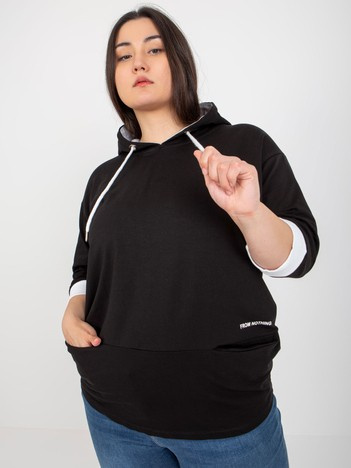 Černá plus size mikina NOVELLA s tříčtvrtečními rukávy