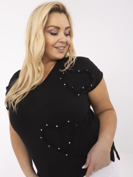 Černý plus size top CORDEVINA s perlami
