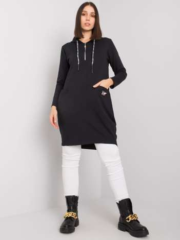 Černá kapucová plus size tunika UMBRIA z bavlny