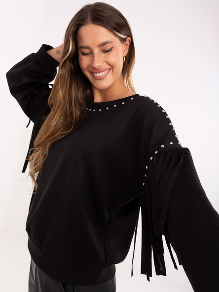 Černá oversize mikina RUE PARIS bez kapuce – ANVURA