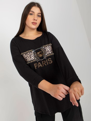 Černá plus size mikina PARISARA s aplikací