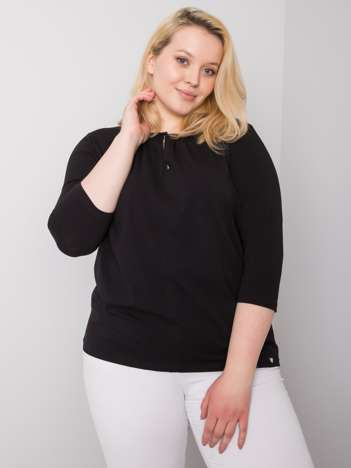 Černý basic top VELARIS s tříčtvrtečními rukávy