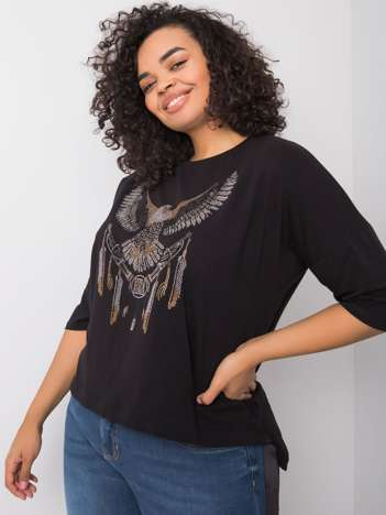 Černý plus size top DALINETTA s aplikací