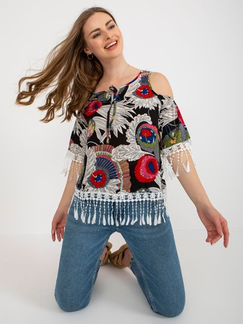 Černá boho halenka FRINGELIA