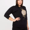 Černá plus size mikina NOIRABEL s aplikací