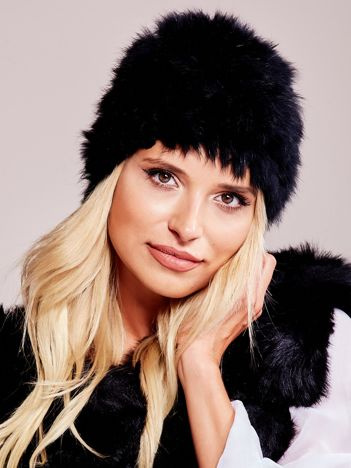 Černá kožešinová zimní čepice – SOFIE