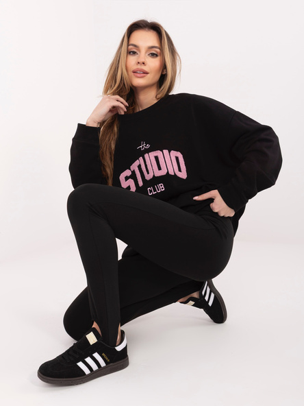 Černá oversize mikina bez kapuce RELEVANCE – BEREVA