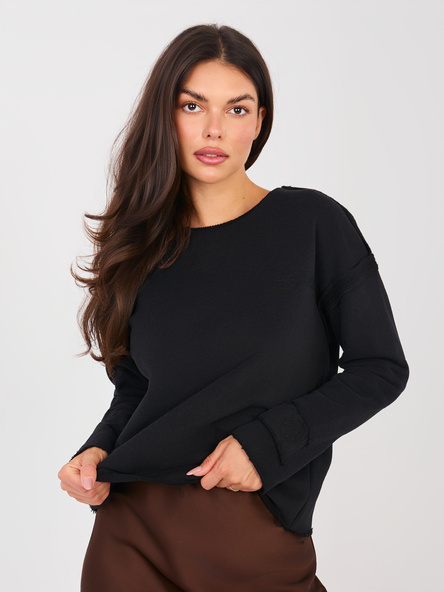 Černá mikina s kulatým výstřihem NATURAL SIDE – BERILIA