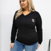 Černý plus-size top BADGINA s výstřihem V