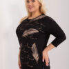Černá plus size halenka FEATHERA s peřím
