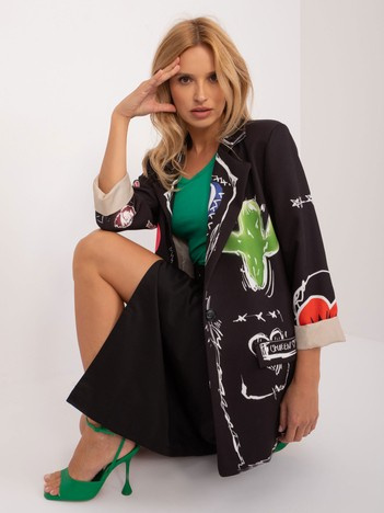 Černé oversize sako s nápisy – VELYRA