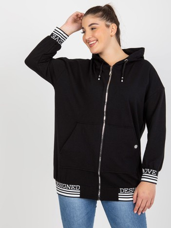 Černá propínací mikina plus size s kapsami – ULIETTA