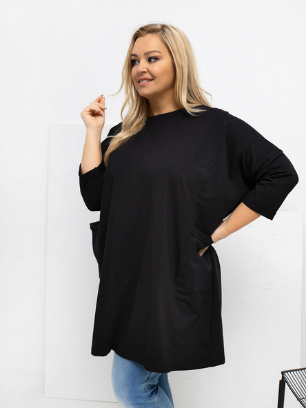 Černá plus-size tunika BUTTONEL