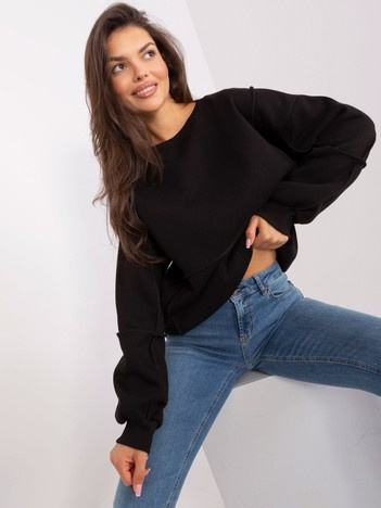 Černá oversize mikina Lily Rose bez kapuce – FERINA