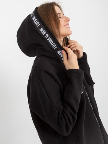 Černá dlouhá propínací oversize mikina – WENELLA