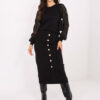 Černá úpletová midi sukně bez zapínání s knoflíky – XELELIA