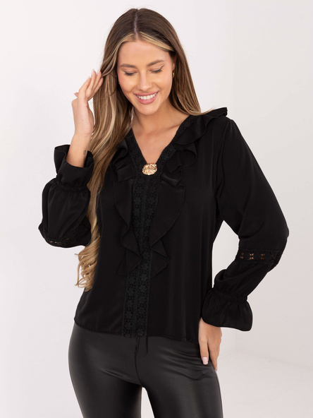 Černá halenka ORNELLIA s ozdobnou légou