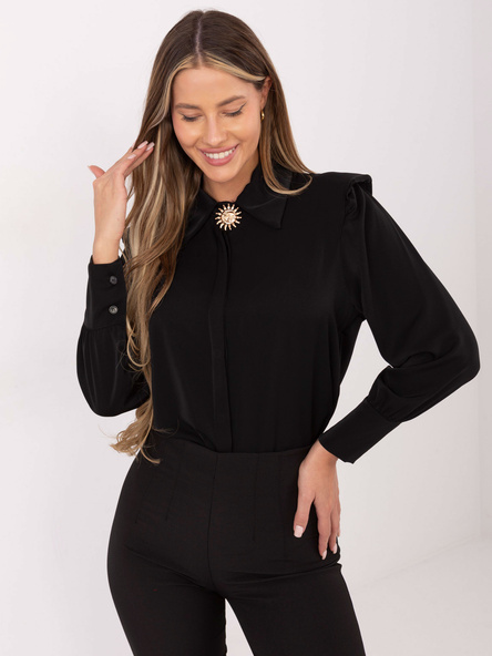 Černá elegantní košile ITALY MODA s límcem – DELORINA