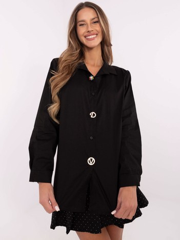 Černá elegantní košile ITALY MODA s odepínacími brožemi – ACADIA