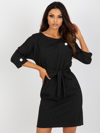 Černé vlněné plus size midi šaty THEODORA