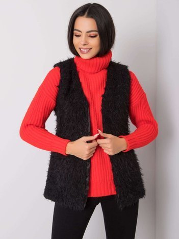 Černá kožešinová vesta LORETTE Chilly OCH BELLA