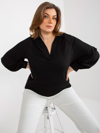 Černá plus size košilová halenka LAKERTA s límcem – ELSINORE