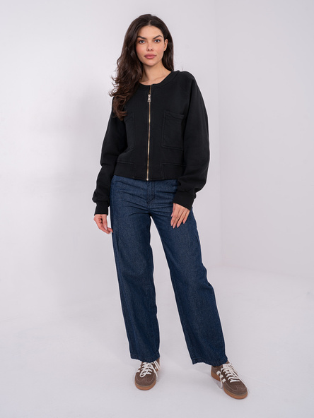 Černá krátká mikina s kulatým výstřihem – BRIURA
