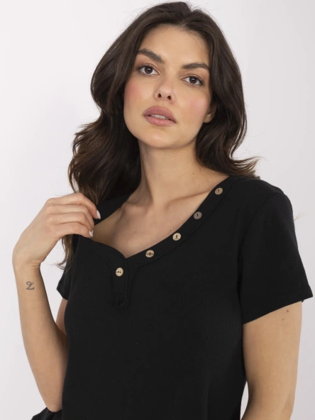 Černý henley top HENORIA