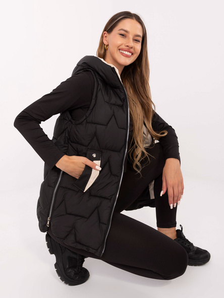 Černá puffer vesta PETKANA se zipy