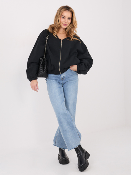 Černá oversize propínací mikina s kapsami – BRIINA
