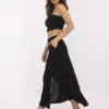 Černá viskózová trapézová midi sukně s knoflíky – ZIRALIA