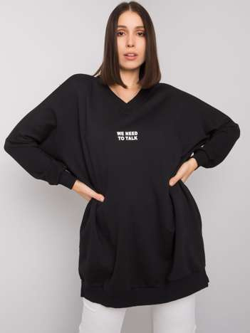 Černá plus size tunika YSOLDE s potiskem a zipovým detailem