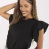 Černá halenka RUFFELIA s řaseným výstřihem
