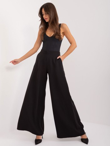 Černé elegantní wide-leg kalhoty LAKERTA na zip – DALESSA