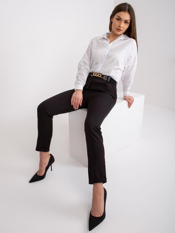 Černé elegantní kalhoty Sewilla s páskem – LAVETTA