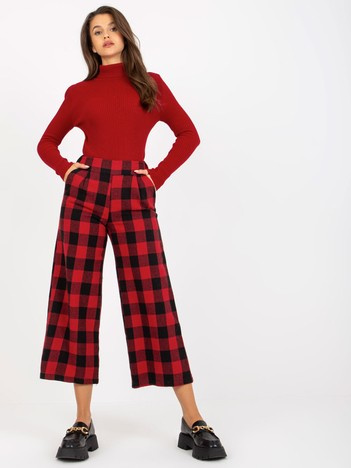 Černo-červené vlněné culottes LAKERTA v kostce – MELARA