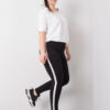 Černo-stříbrné plus size legíny s lampasy – SYRARA