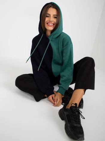 Černo-zelená bavlněná hoodie – PELINA