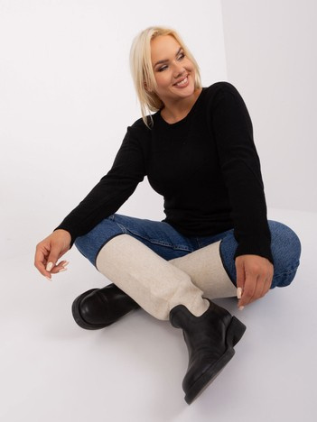 Černý asymetrický plus-size svetr DANIÈLE s plastickým úpletem