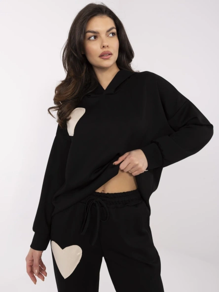 Černý casual komplet s oversize mikinou – BELLARIA