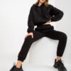 Černý plus size komplet s krátkou mikinou – CYRENE