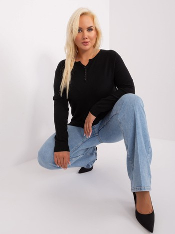 Černý plus-size svetr ZEHRA s viskózou